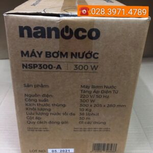 Máy bơm nước tăng áp Nanoco NSP300A,Bơm được nước nóng 100 độ