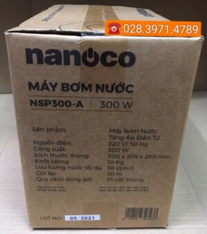 Máy bơm nước tăng áp Nanoco NSP300A,Bơm được nước nóng 100 độ